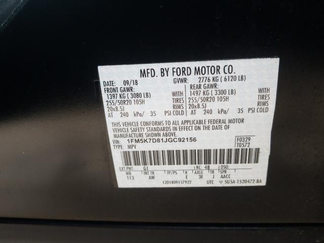 Photo 10 from auction – 2018 FORD EXPLORER X with VIN 1FM5K7D81JGC92156