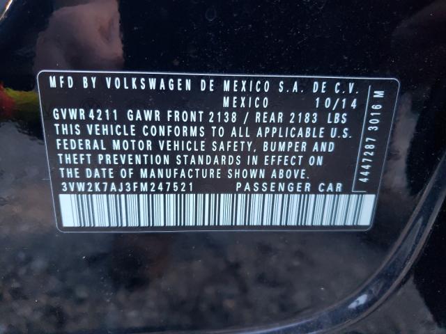 Photo 10 from auction – 2015 VOLKSWAGEN JETTA BASE with VIN 3VW2K7AJ3FM247521