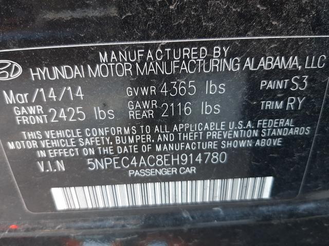 Photo 10 from auction – 2014 HYUNDAI SONATA SE with VIN 5NPEC4AC8EH914780
