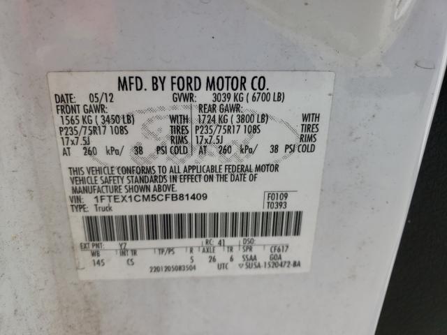 Photo 10 from auction – 2012 FORD F150 SUPER with VIN 1FTEX1CM5CFB81409