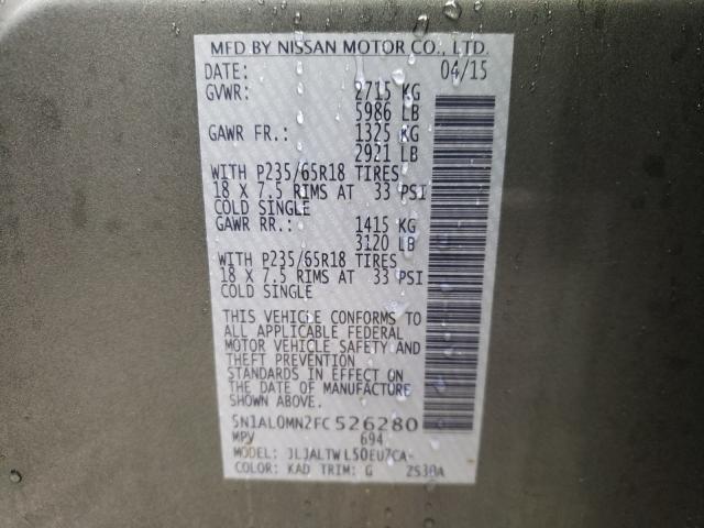 Photo 10 from auction – 2015 INFINITI QX60 with VIN 5N1AL0MN2FC526280