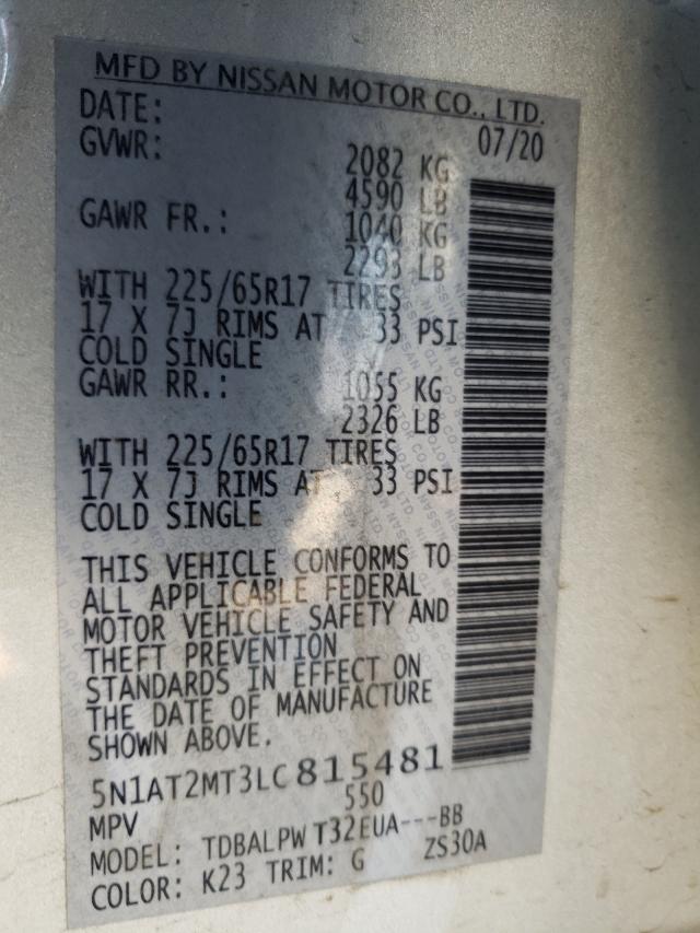 Photo 10 from auction – 2020 NISSAN ROGUE S with VIN 5N1AT2MT3LC815481