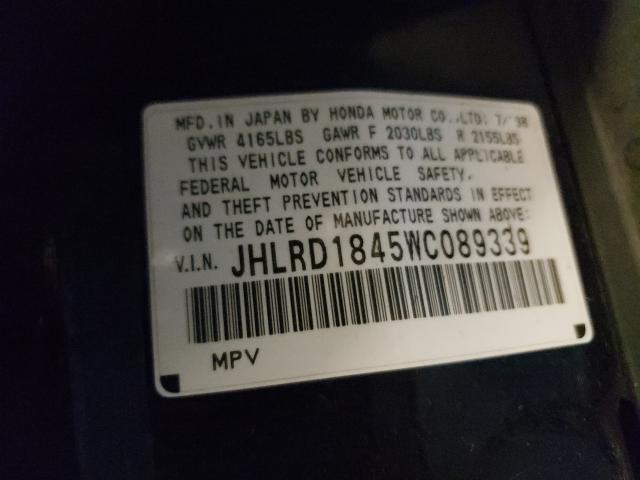 Photo 10 from auction – 1998 HONDA CR-V with VIN JHLRD1845WC089339