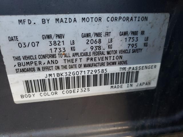 Photo 10 from auction – 2007 MAZDA 3 I with VIN JM1BK32G071729585