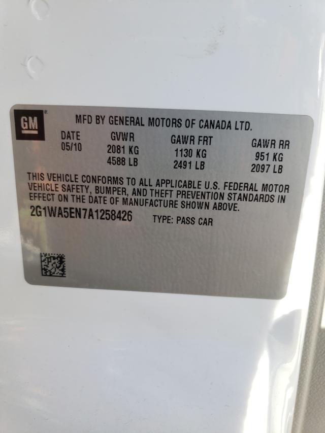 Photo 10 from auction – 2010 CHEVROLET IMPALA LS with VIN 2G1WA5EN7A1258426