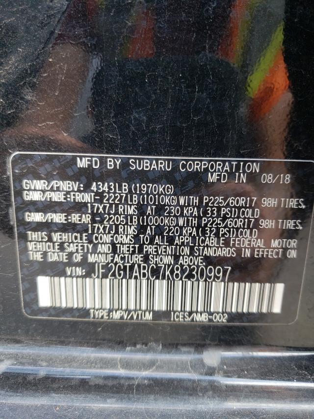 Photo 10 from auction – 2019 SUBARU CROSSTREK with VIN JF2GTABC7K8230997