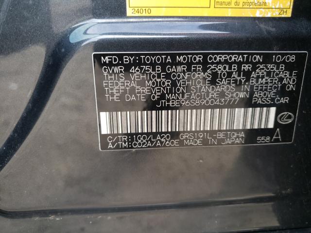 Photo 10 from auction – 2009 LEXUS GS 350 with VIN JTHBE96S890043777