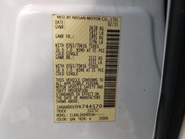 Photo 10 from auction – 2015 NISSAN FRONTIER S with VIN 1N6AD0EV3FN744570