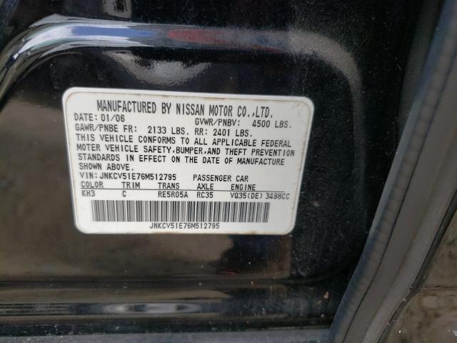 Photo 10 from auction – 2006 INFINITI G35 with VIN JNKCV51E76M512795