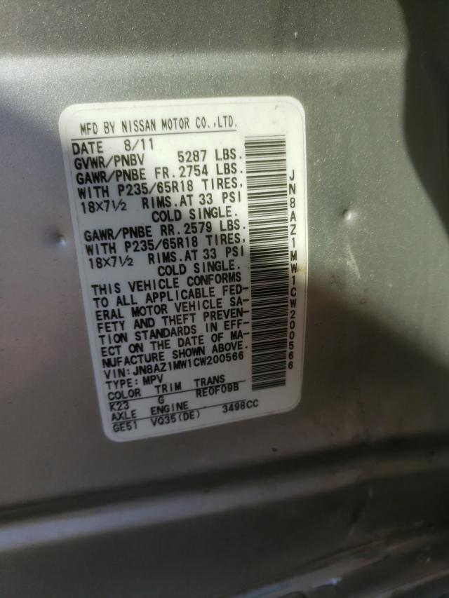 Photo 10 from auction – 2012 NISSAN MURANO S with VIN JN8AZ1MW1CW200566