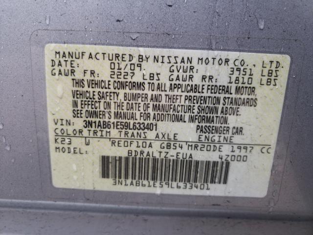 Photo 10 from auction – 2009 NISSAN SENTRA with VIN 3N1AB61E59L633401
