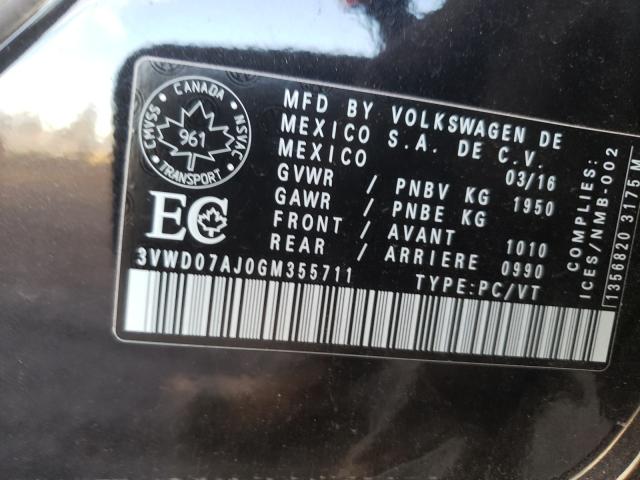 Photo 10 from auction – 2016 VOLKSWAGEN JETTA COMF with VIN 3VWD07AJ0GM355711