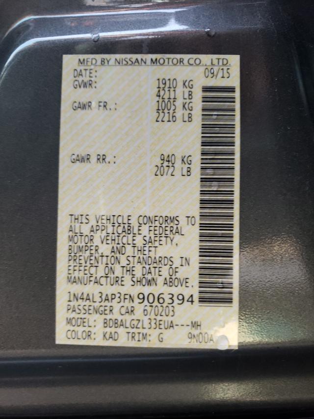 Photo 10 from auction – 2015 NISSAN ALTIMA 2.5 with VIN 1N4AL3AP3FN906394
