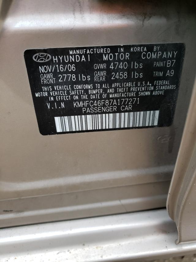 Photo 10 from auction – 2007 HYUNDAI AZERA SE with VIN KMHFC46F87A177271