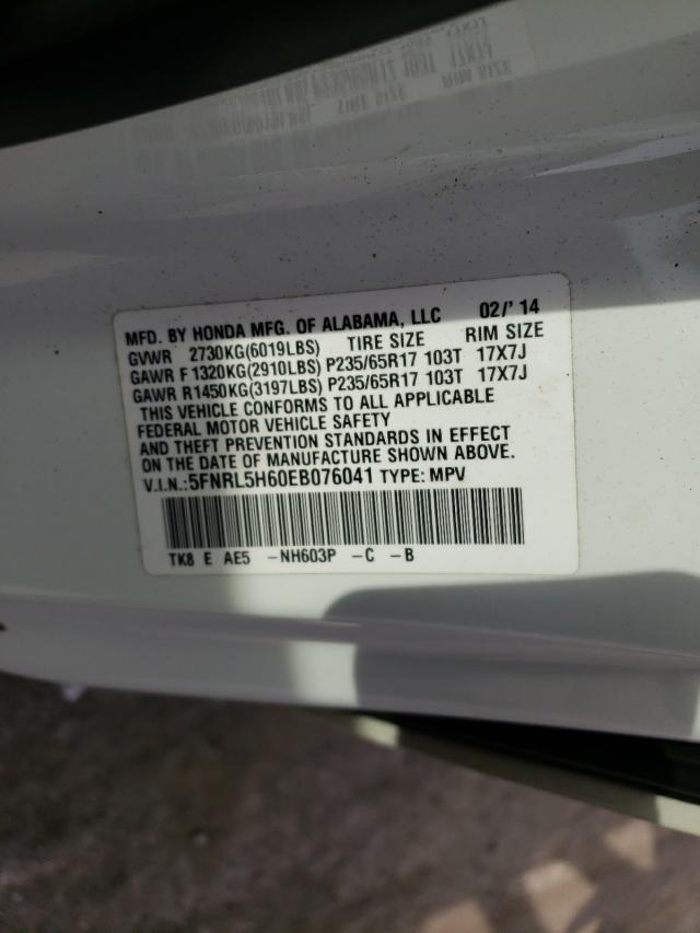 Photo 10 from auction – 2014 HONDA ODYSSEY EX with VIN 5FNRL5H60EB076041