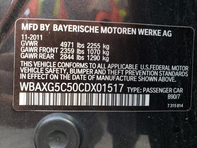 Photo 10 from auction – 2012 BMW 528 I with VIN WBAXG5C50CDX01517