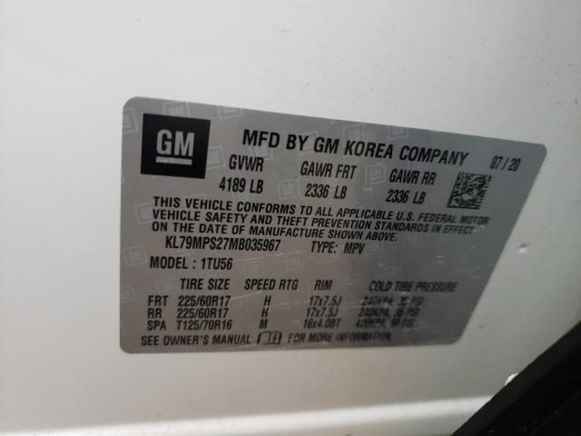 Photo 10 from auction – 2021 CHEVROLET TRAILBLAZE with VIN KL79MPS27MB035967