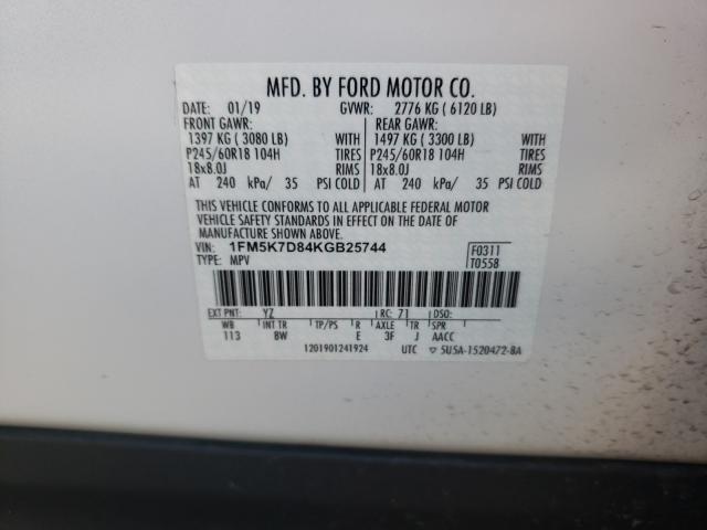 Photo 10 from auction – 2019 FORD EXPLORER X with VIN 1FM5K7D84KGB25744