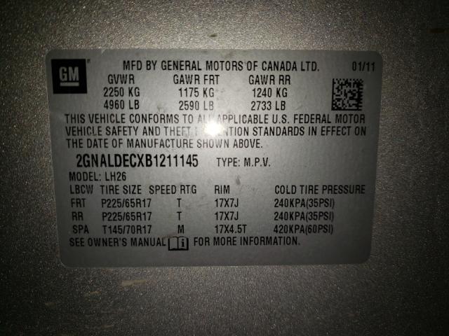 Photo 10 from auction – 2011 CHEVROLET EQUINOX LT with VIN 2GNALDECXB1211145