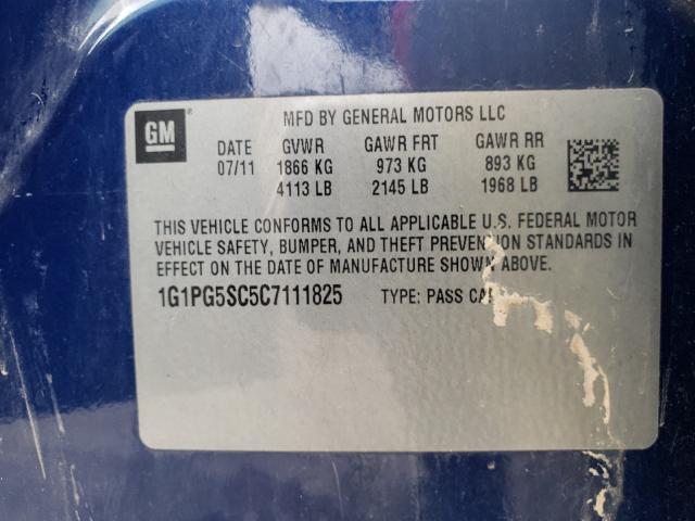 Photo 10 from auction – 2012 CHEVROLET CRUZE LT with VIN 1G1PG5SC5C7111825