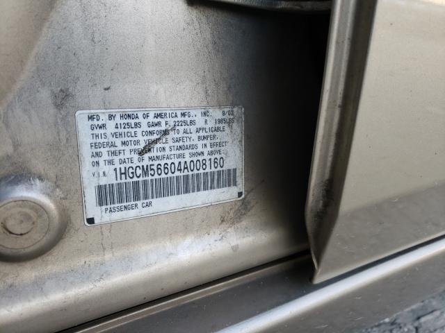 Photo 10 from auction – 2004 HONDA ACCORD EX with VIN 1HGCM56604A008160
