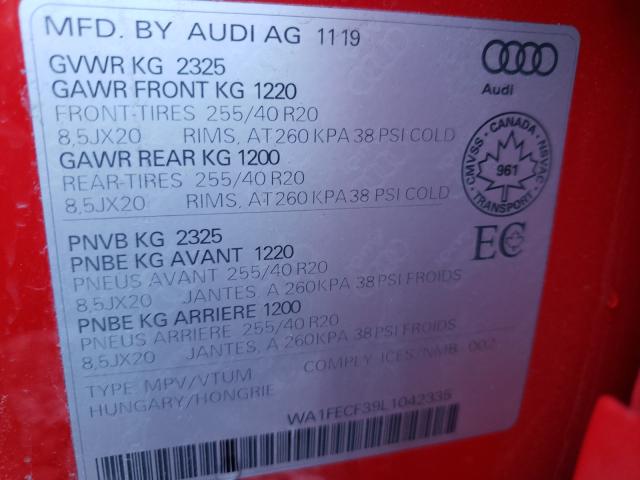 Photo 10 from auction – 2020 AUDI Q3 PRESTIG with VIN WA1FECF39L1042335