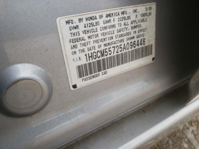 Photo 10 from auction – 2005 HONDA ACCORD EX with VIN 1HGCM55725A096446