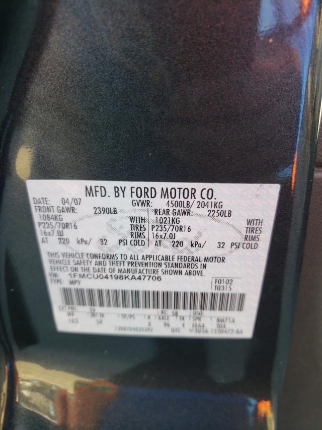 Photo 10 from auction – 2008 FORD ESCAPE LIM with VIN 1FMCU04198KA47706