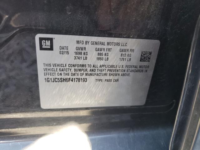 Photo 10 from auction – 2015 CHEVROLET SONIC LT with VIN 1G1JC5SH6F4178193