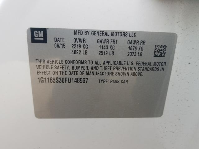 Photo 10 from auction – 2015 CHEVROLET IMPALA LTZ with VIN 1G1165S30FU148957
