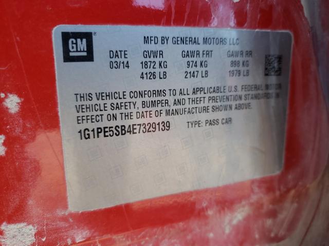 Photo 10 from auction – 2014 CHEVROLET CRUZE LT with VIN 1G1PE5SB4E7329139