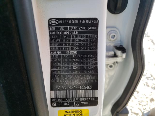 Photo 10 from auction – 2014 LAND ROVER RANGE ROVE with VIN SALVV2BG4EH859462