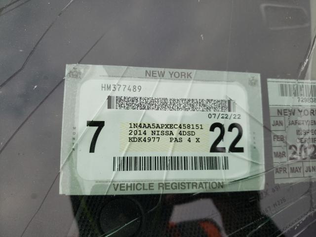 Photo 10 from auction – 2014 NISSAN MAXIMA S with VIN 1N4AA5APXEC458151