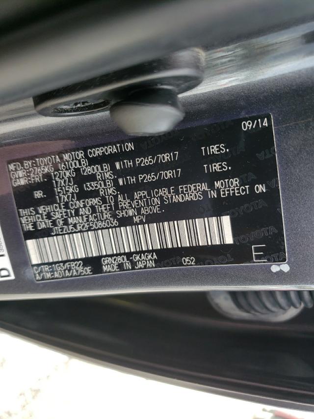 Photo 10 from auction – 2015 TOYOTA 4RUNNER SR with VIN JTEZU5JR2F5086036