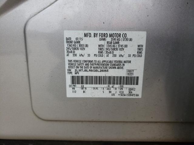 Photo 10 from auction – 2016 LINCOLN MKX RESERV with VIN 2LMTJ8LR6GBL28065
