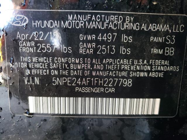 Photo 10 from auction – 2015 HYUNDAI SONATA SE with VIN 5NPE24AF1FH227798