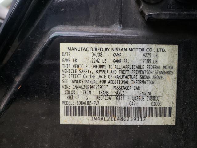 Photo 10 from auction – 2008 NISSAN ALTIMA with VIN 1N4AL21E48C259317