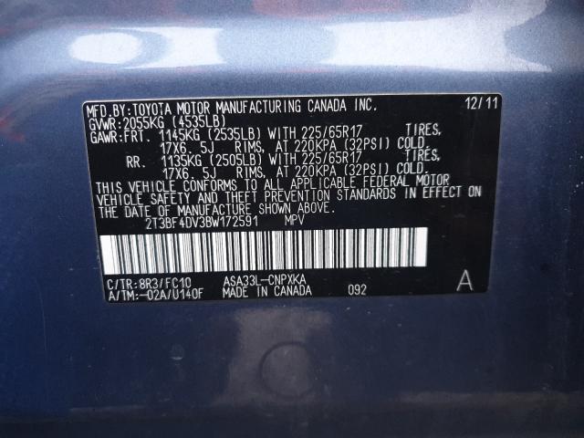 Photo 10 from auction – 2011 TOYOTA RAV4 with VIN 2T3BF4DV3BW172591
