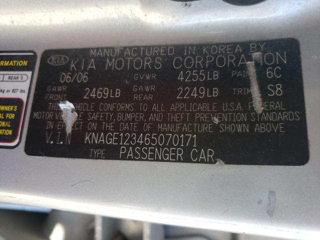 Photo 10 from auction – 2006 KIA OPTIMA LX with VIN KNAGE123465070171