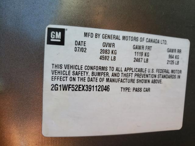 Photo 10 from auction – 2003 CHEVROLET IMPALA with VIN 2G1WF52EX39112046