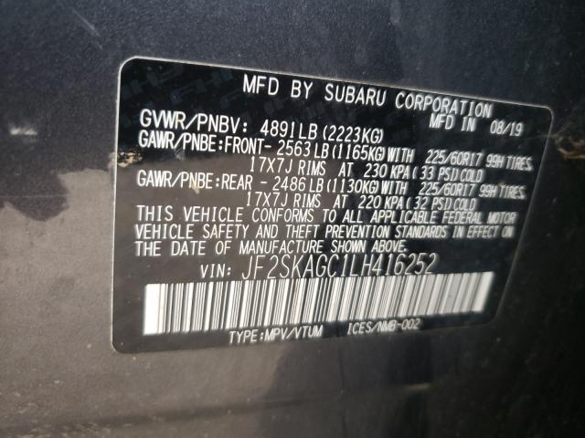 Photo 10 from auction – 2020 SUBARU FORESTER P with VIN JF2SKAGC1LH416252
