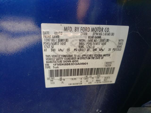 Photo 10 from auction – 2013 FORD EXPLORER with VIN 1FM5K8B83DGA05901
