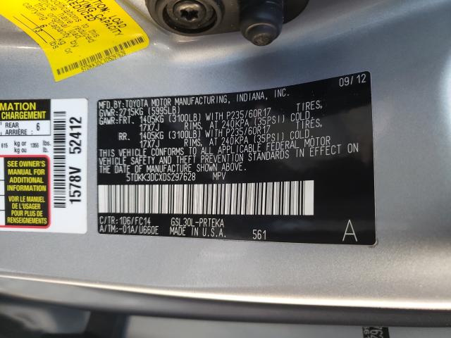 Photo 10 from auction – 2013 TOYOTA SIENNA LE with VIN 5TDKK3DCXDS297628