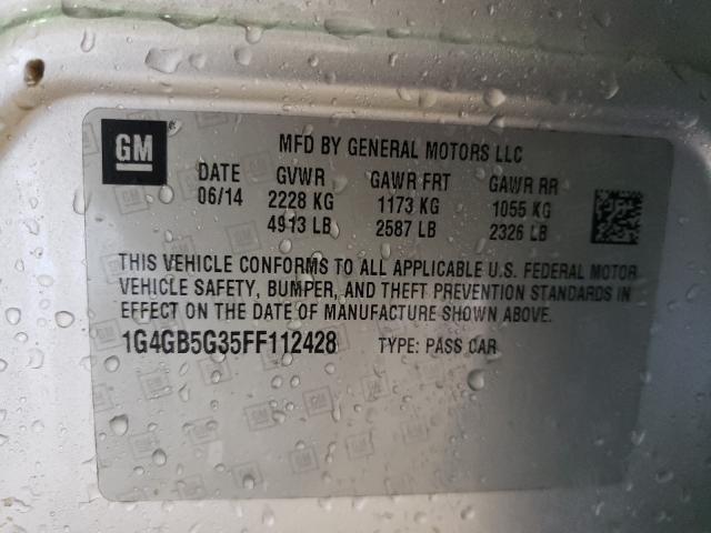 Photo 10 from auction – 2015 BUICK LACROSSE with VIN 1G4GB5G35FF112428
