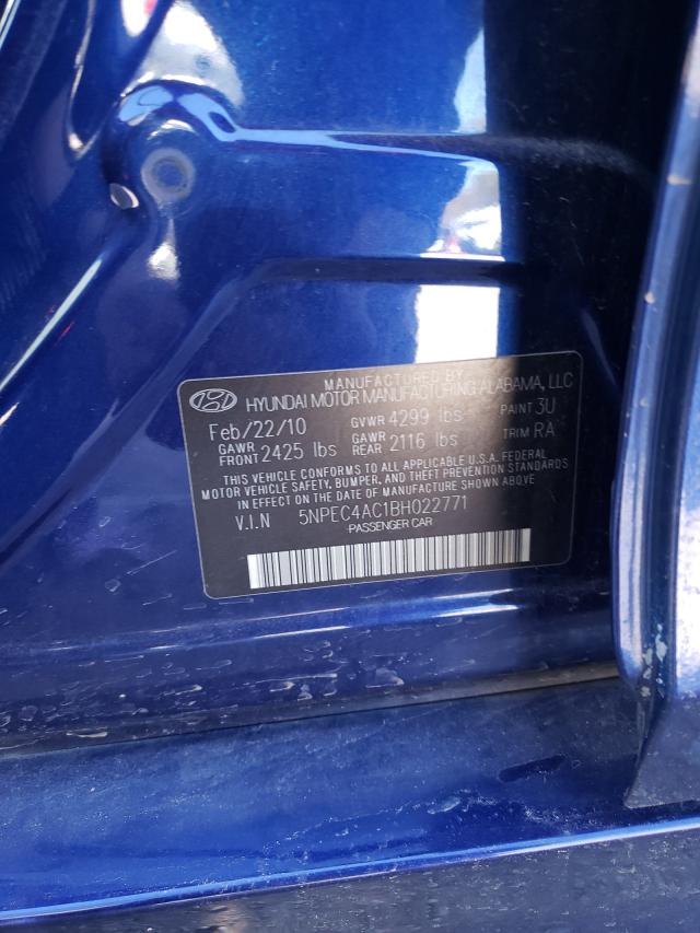 Photo 10 from auction – 2011 HYUNDAI SONATA SE with VIN 5NPEC4AC1BH022771