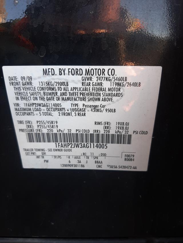 Photo 10 from auction – 2010 FORD TAURUS LIM with VIN 1FAHP2JW3AG114005