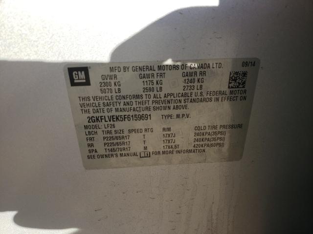 Photo 10 from auction – 2015 GMC TERRAIN SL with VIN 2GKFLVEK5F6159691