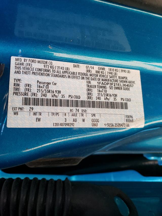 Photo 10 from auction – 2014 FORD FOCUS SE with VIN 1FADP3F21EL364057