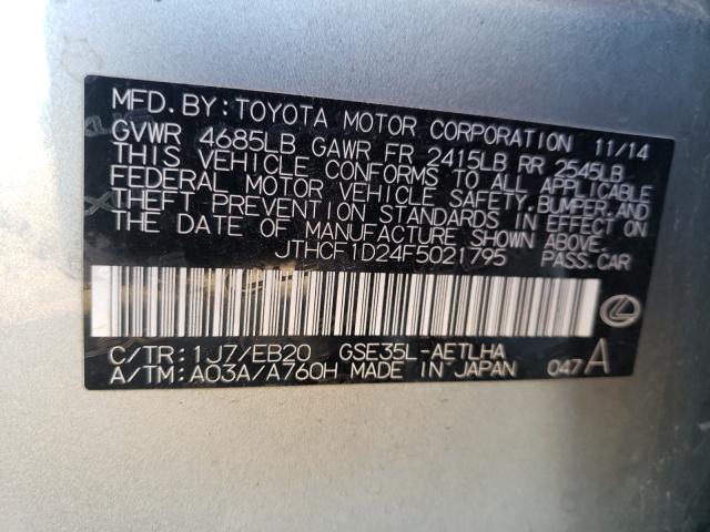 Photo 10 from auction – 2015 LEXUS IS 250 with VIN JTHCF1D24F5021795