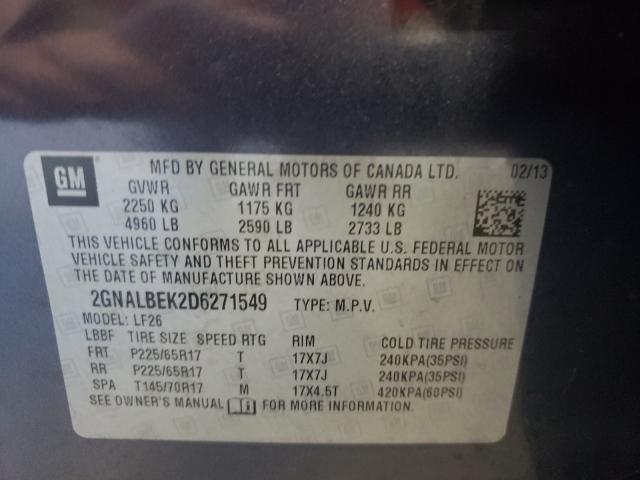 Photo 10 from auction – 2013 CHEVROLET EQUINOX LS with VIN 2GNALBEK2D6271549